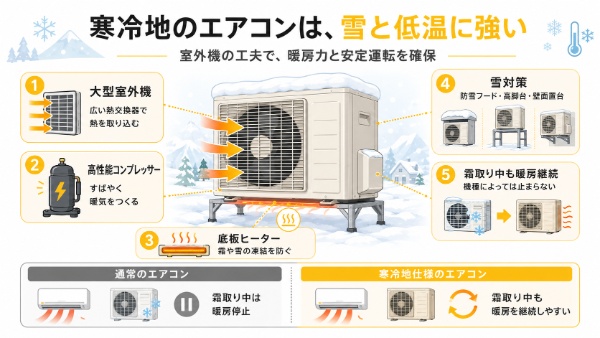 寒冷地仕様の室外機の特徴