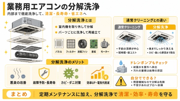 業務用エアコンの分解洗浄の図解