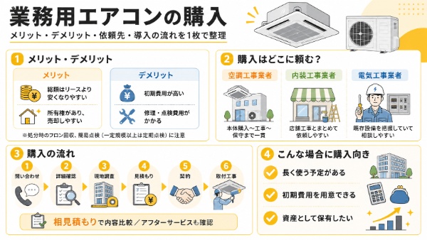 業務用エアコンの購入のインフォグラフィック