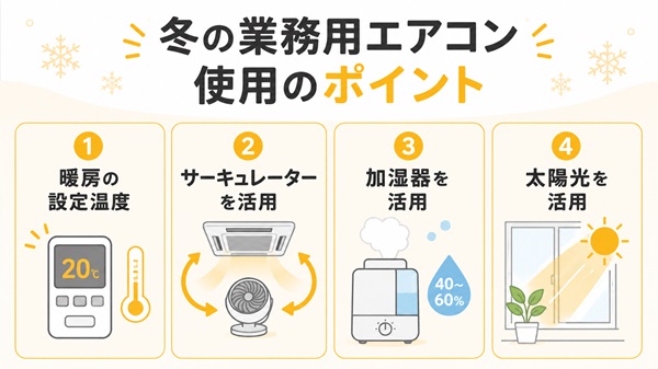 冬の業務用エアコン使用のポイント