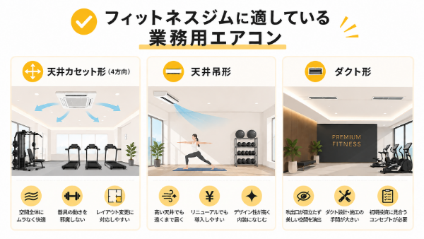フィットネスジムに適している業務用エアコン_タイトル画像
