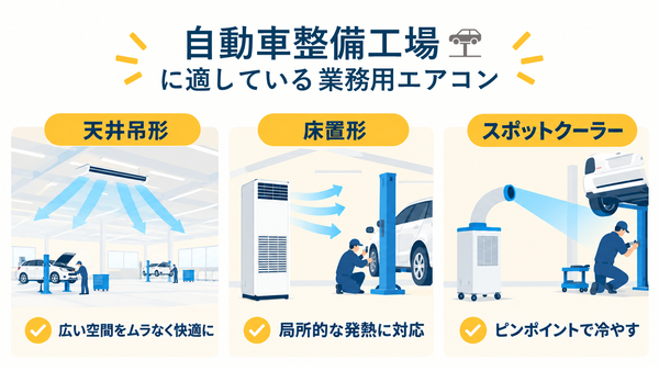 自動車整備工場に適している業務用エアコン_タイトル画像